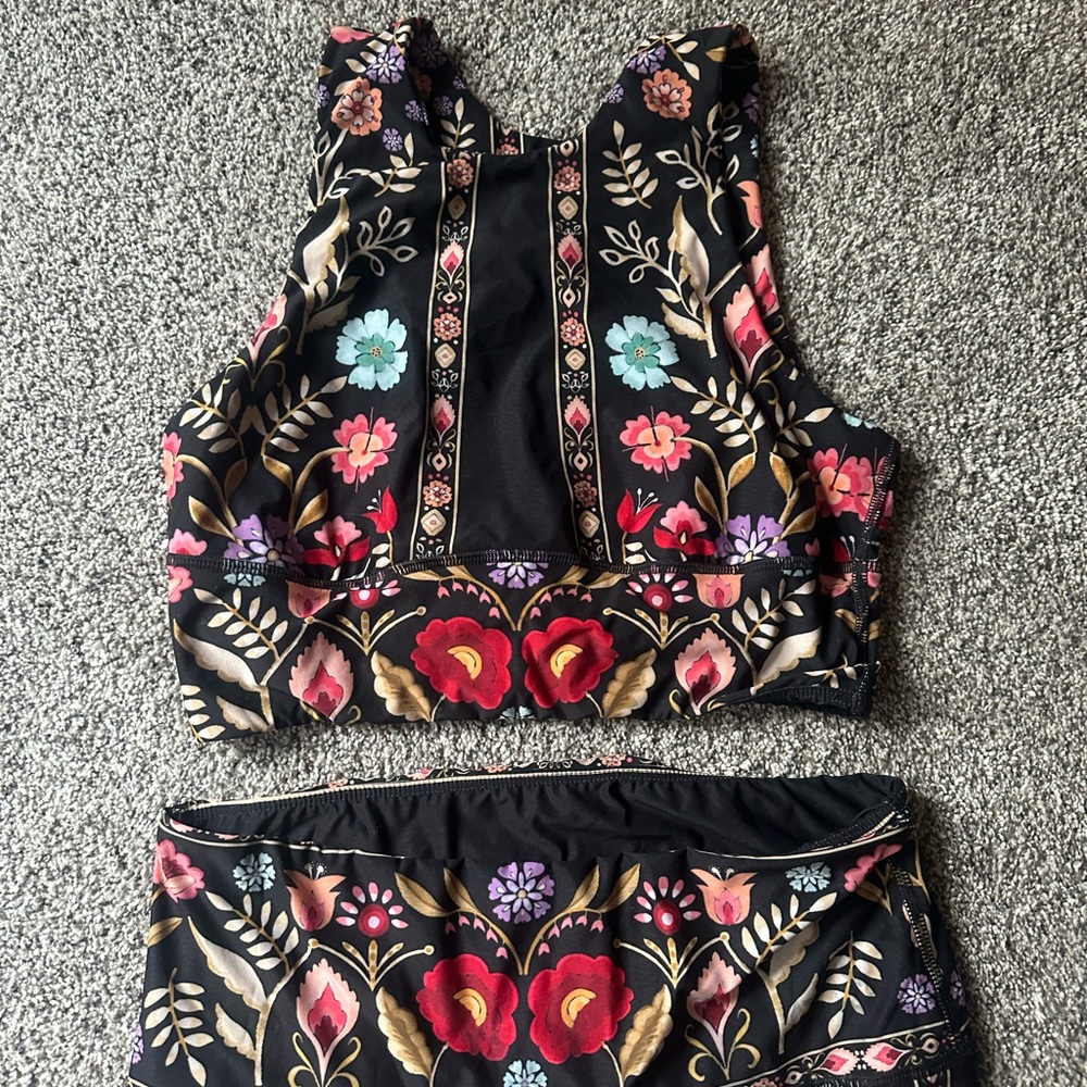 Yoga Democracy Black Embroidered Floral Bell-Bottom Jumpsuit - Picture 3 of 6